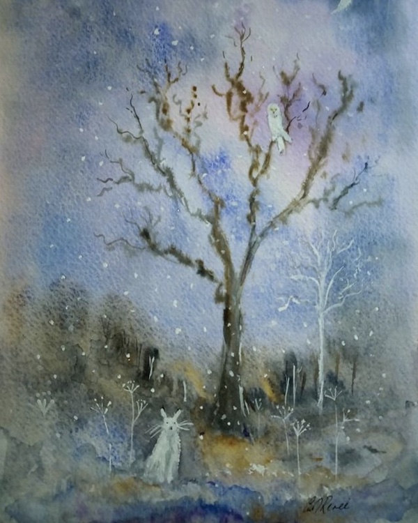 wintery tree painting